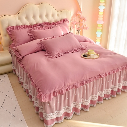 91家纺网 家纺一手货源 找家纺 （总）迪梦姿家纺 2025新款公主风高克重洛卡棉四件套