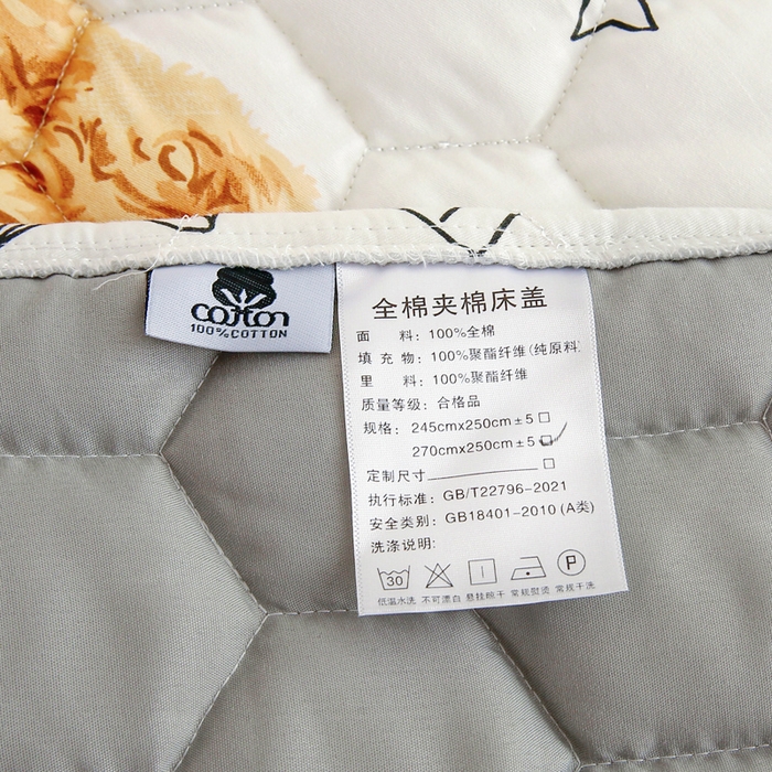 91家纺网 家纺一手货源 找家纺 情煊家纺 2023新款全棉夹棉印花床盖三件套(可定制尺寸) 宇航熊