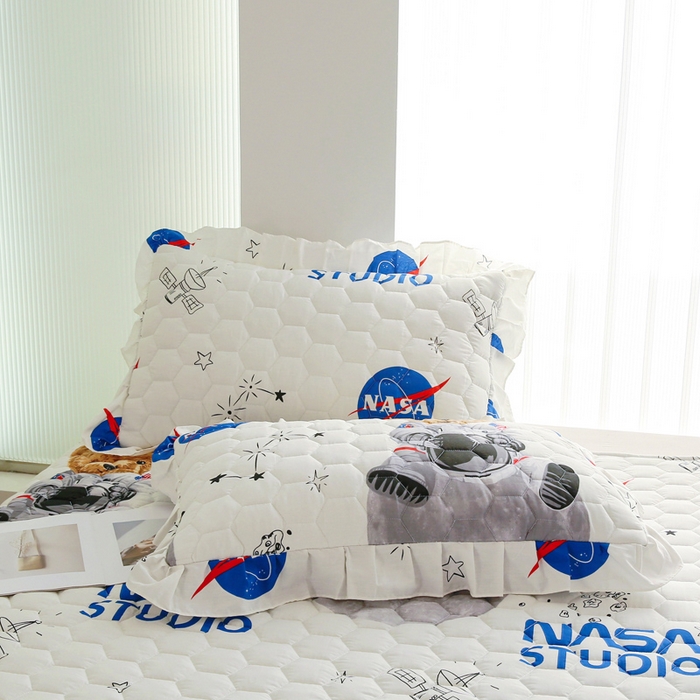 91家纺网 家纺一手货源 找家纺 情煊家纺 2023新款全棉夹棉印花床盖三件套(可定制尺寸) 宇航熊