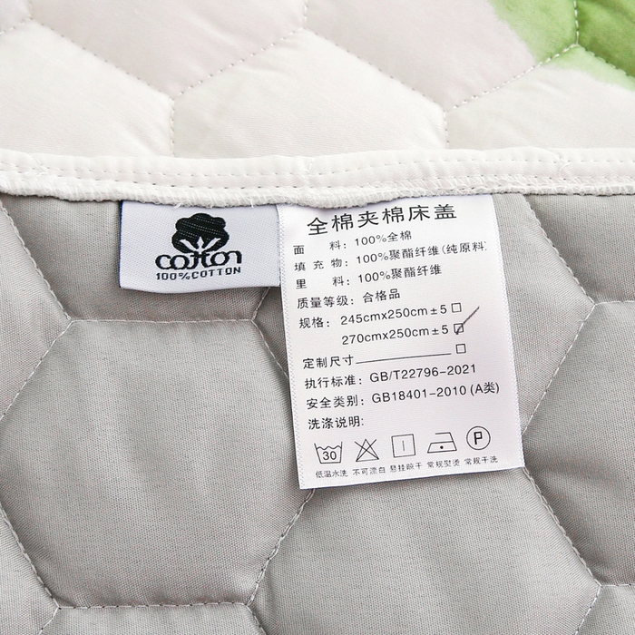 91家纺网 家纺一手货源 找家纺 情煊家纺 2023新款全棉夹棉印花床盖三件套(可定制尺寸) 竹林熊猫