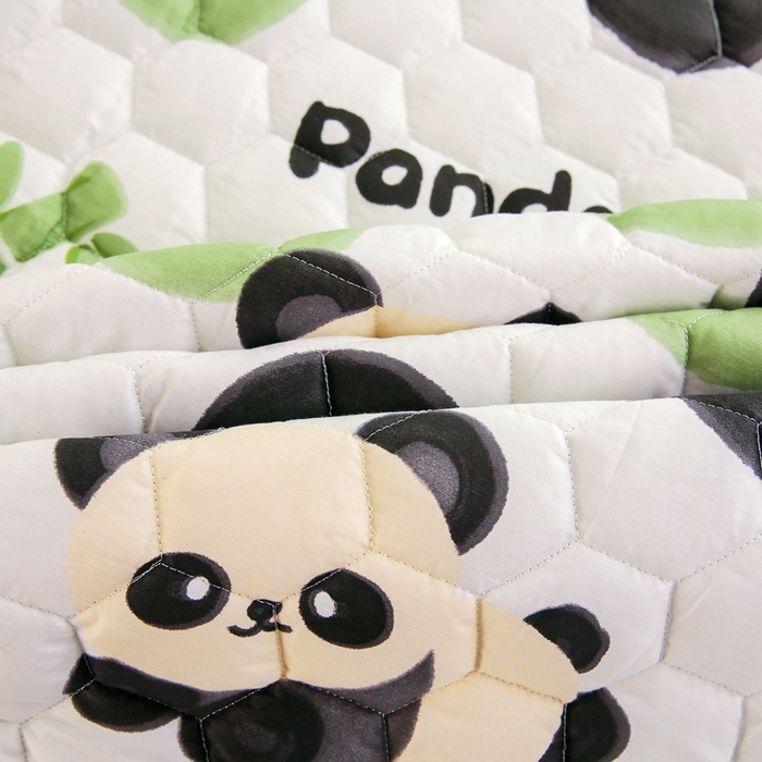 91家纺网 家纺一手货源 找家纺 情煊家纺 2023新款全棉夹棉印花床盖三件套(可定制尺寸) 竹林熊猫