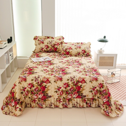 91家纺网 家纺一手货源 找家纺 （总）情煊家纺 2023新款全棉夹棉印花床盖三件套(可定制尺寸)