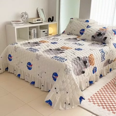 91家纺网 家纺一手货源 找家纺 情煊家纺 2023新款全棉夹棉印花床盖三件套(可定制尺寸) 宇航熊