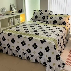 91家纺网 家纺一手货源 找家纺 情煊家纺 2023新款全棉夹棉印花床盖三件套(可定制尺寸) 幸运花园