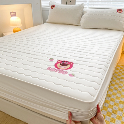 丽美人 2023新款迪士尼水洗棉夹棉床笠 草莓熊