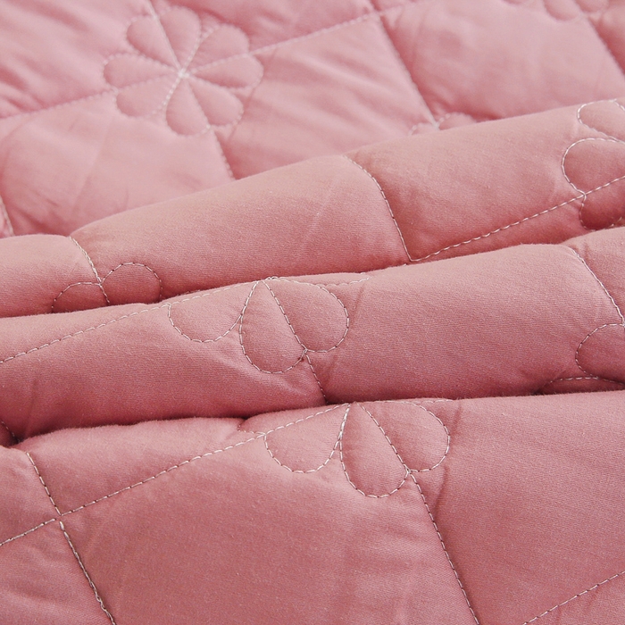 91家纺网 家纺一手货源 找家纺 情煊家纺 2023新款全棉夹棉纯色床盖三件套(可定制尺寸) 豆沙