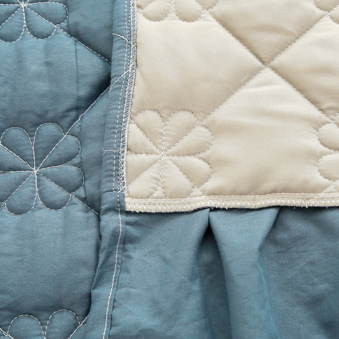 91家纺网 家纺一手货源 找家纺 情煊家纺 2023新款全棉夹棉纯色床盖三件套(可定制尺寸) 灰兰