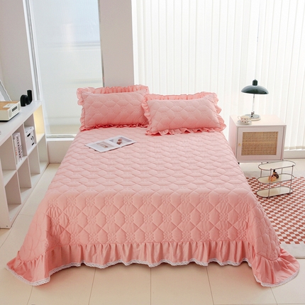 91家纺网 家纺一手货源 找家纺 （总）情煊家纺 2023新款全棉夹棉纯色床盖三件套(可定制尺寸)