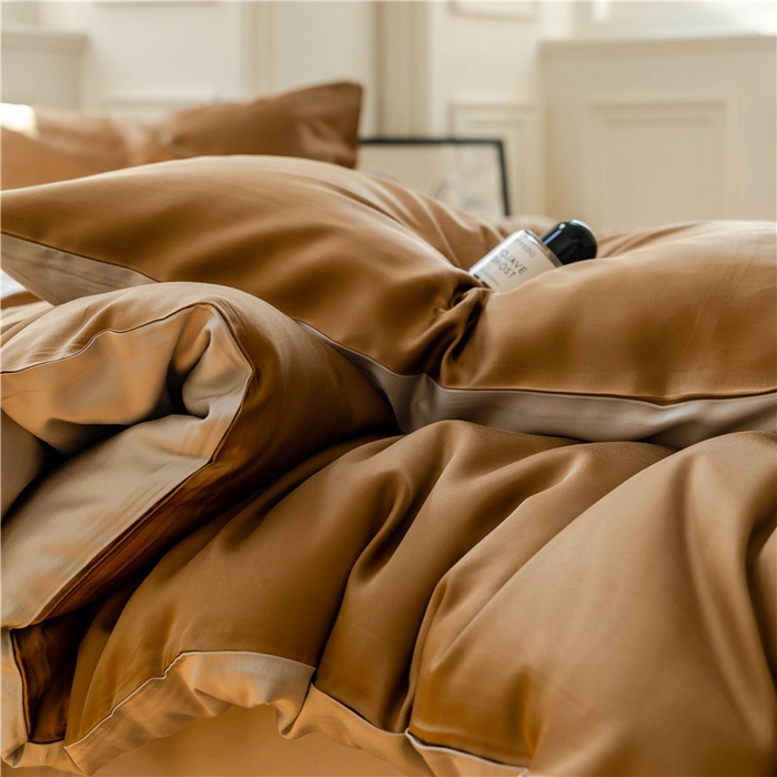 91家纺网 家纺一手货源 找家纺 沐白 202360S兰精纯色天丝四件套 敦煌色-曙光银