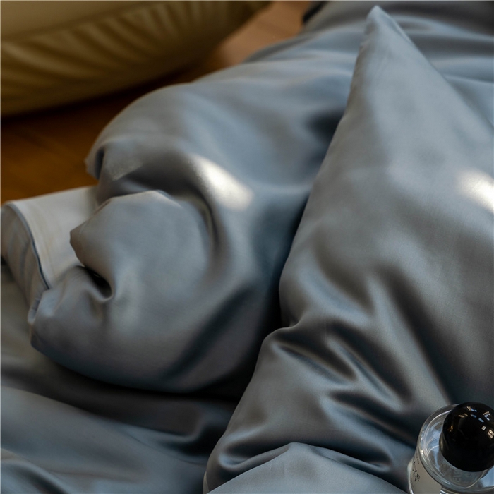 91家纺网 家纺一手货源 找家纺 沐白 202360S兰精纯色天丝四件套 灰蓝色-冰川灰