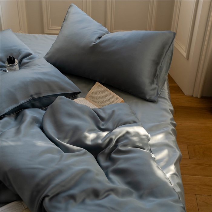 91家纺网 家纺一手货源 找家纺 沐白 202360S兰精纯色天丝四件套 灰蓝色-冰川灰