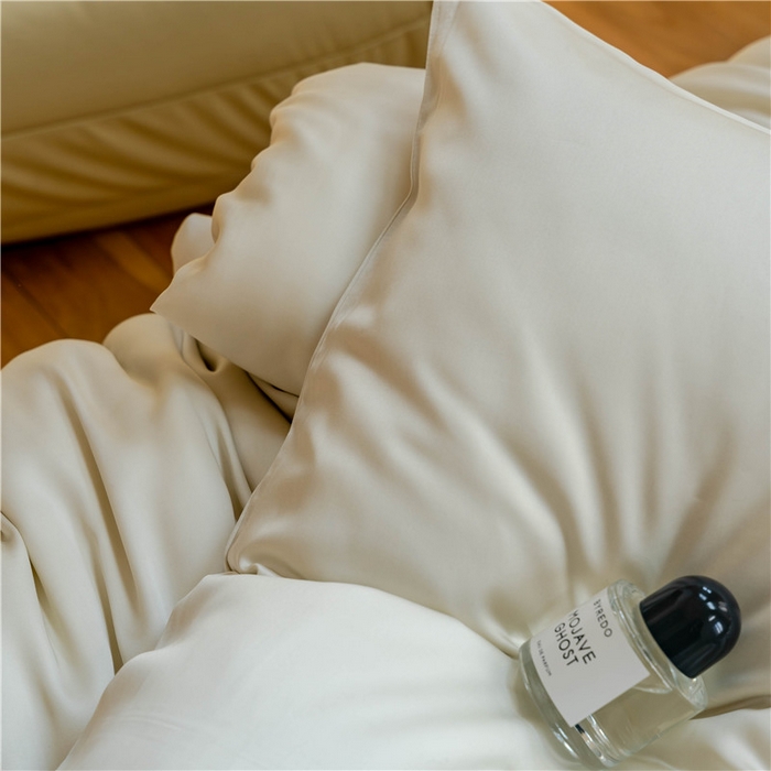 91家纺网 家纺一手货源 找家纺 沐白 202360S兰精纯色天丝四件套 极地白