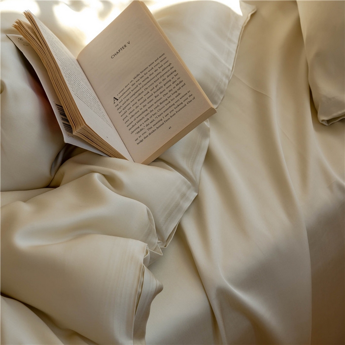 91家纺网 家纺一手货源 找家纺 沐白 202360S兰精纯色天丝四件套 极地白