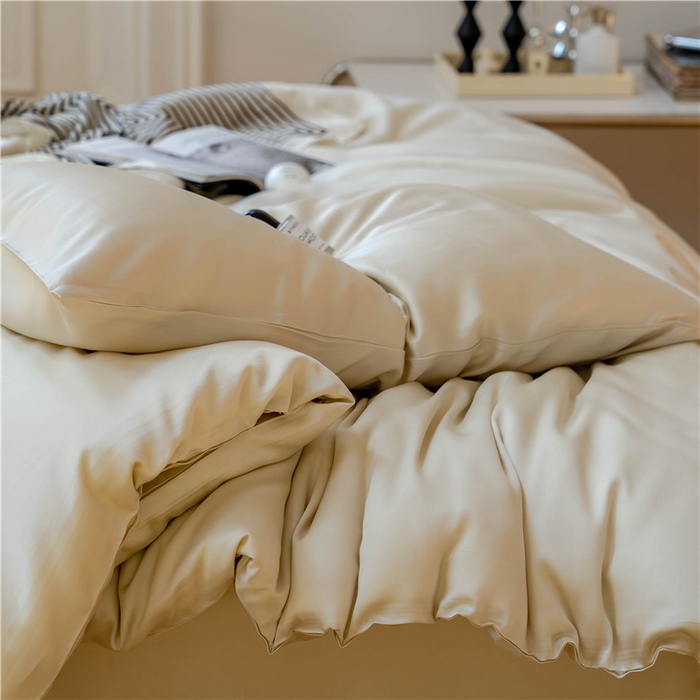 91家纺网 家纺一手货源 找家纺 沐白 202360S兰精纯色天丝四件套 极地白