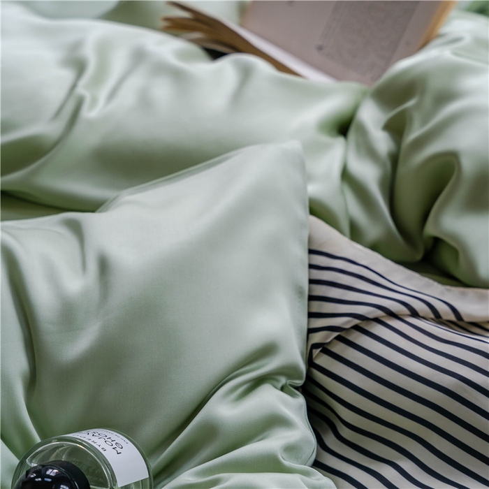 91家纺网 家纺一手货源 找家纺 沐白 60S兰精纯色天丝四件套 嫩芽绿