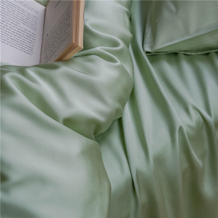 91家纺网 家纺一手货源 找家纺 沐白 60S兰精纯色天丝四件套 嫩芽绿