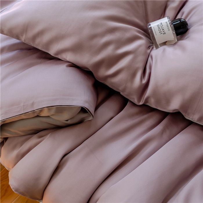 91家纺网 家纺一手货源 找家纺 沐白 202360S兰精纯色天丝四件套 满天星紫-曙光银