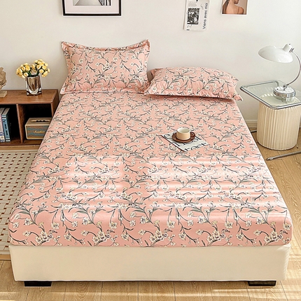 91家纺网 家纺一手货源 找家纺 芷凡 2023新款锦棉印花磨毛单床笠 悦诗风吟-粉