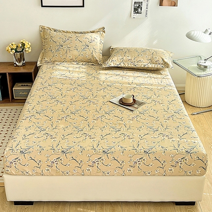 91家纺网 家纺一手货源 找家纺 芷凡 2023新款锦棉印花磨毛单床笠 悦诗风吟-咖