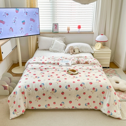 木堇家居 2023新款针织夏被A类大豆针织棉夏被 草莓女孩