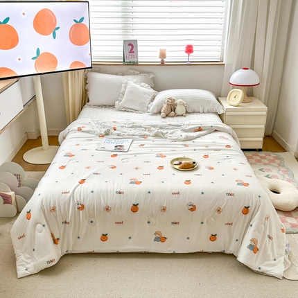 木堇家居 2023新款针织夏被A类大豆针织棉夏被 桔子