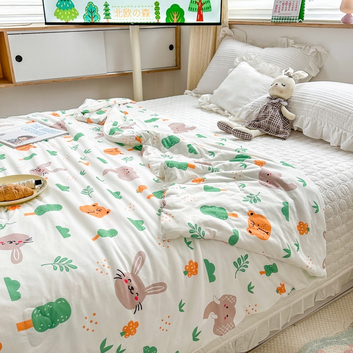 91家纺网 家纺一手货源 找家纺 木堇家居 2023新款针织夏被A类大豆针织棉夏被 萌宠