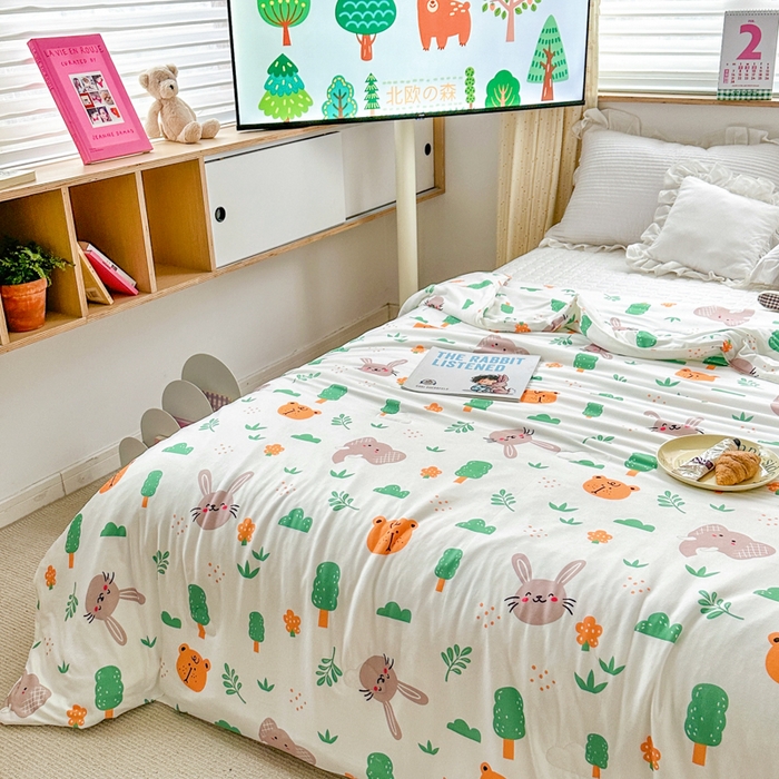 91家纺网 家纺一手货源 找家纺 木堇家居 2023新款针织夏被A类大豆针织棉夏被 萌宠