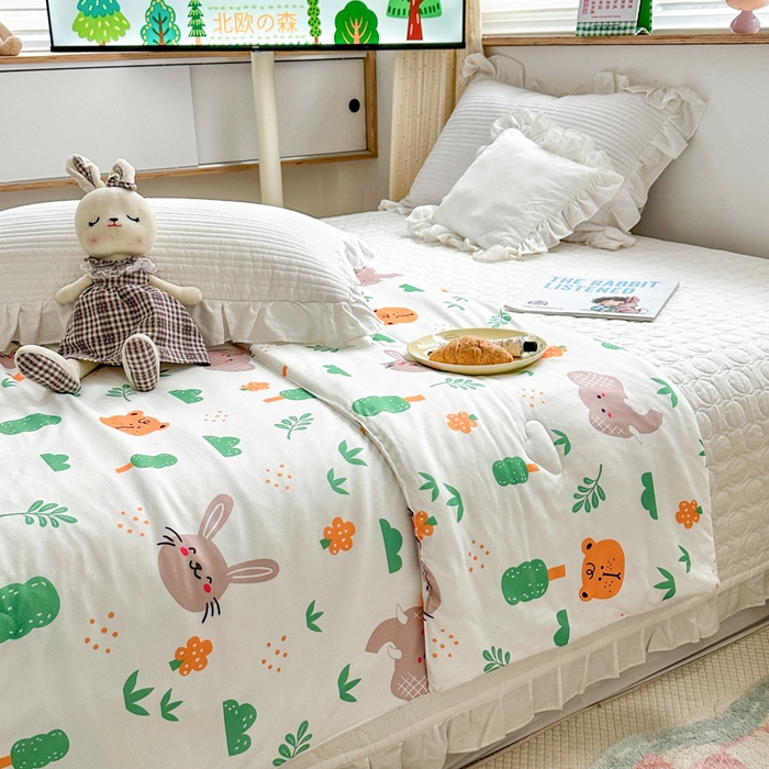 91家纺网 家纺一手货源 找家纺 木堇家居 2023新款针织夏被A类大豆针织棉夏被 萌宠