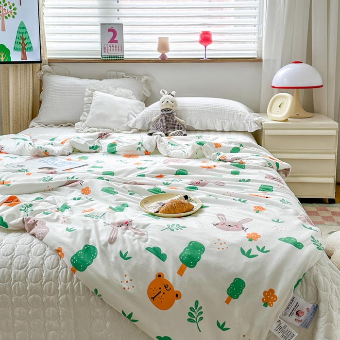 91家纺网 家纺一手货源 找家纺 木堇家居 2023新款针织夏被A类大豆针织棉夏被 萌宠