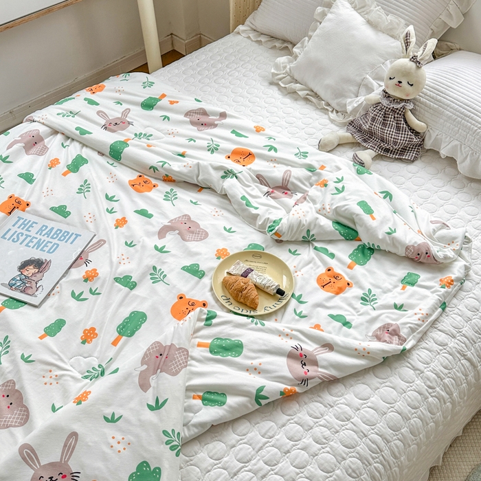 91家纺网 家纺一手货源 找家纺 木堇家居 2023新款针织夏被A类大豆针织棉夏被 萌宠