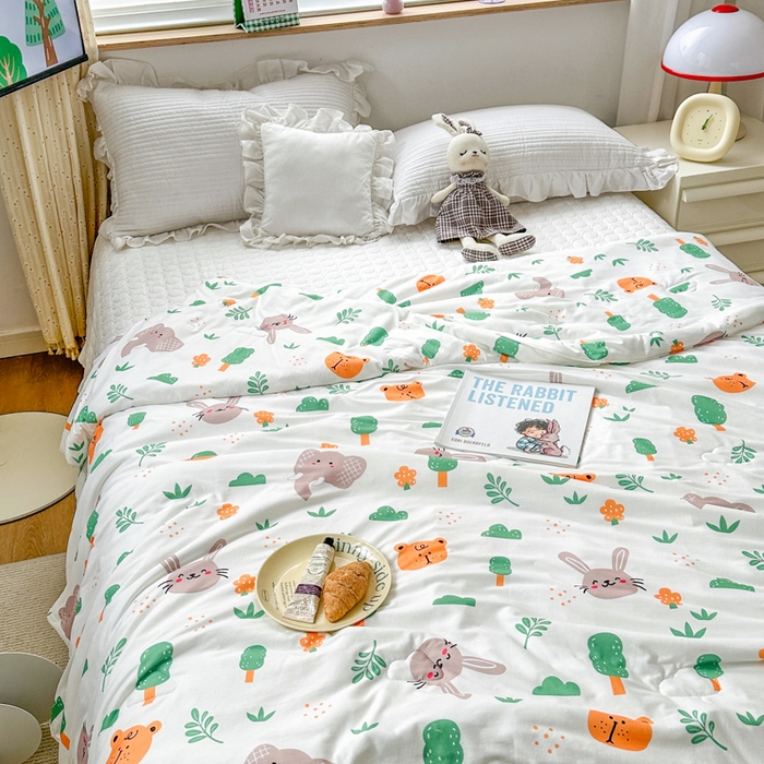 91家纺网 家纺一手货源 找家纺 木堇家居 2023新款针织夏被A类大豆针织棉夏被 萌宠