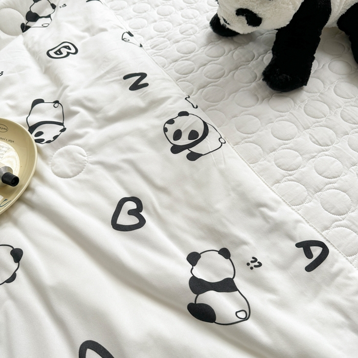 91家纺网 家纺一手货源 找家纺 木堇家居 2023新款针织夏被A类大豆针织棉夏被 熊猫派派