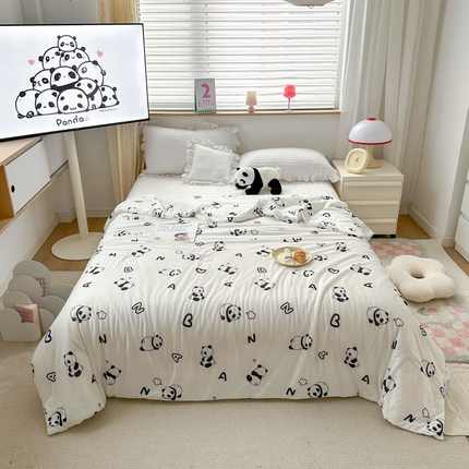 木堇家居 2023新款针织夏被A类大豆针织棉夏被 熊猫派派