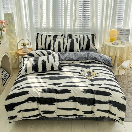 91家纺网 家纺一手货源 找家纺 静家居 2024全棉印花简约系列四件套豹纹诱惑