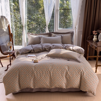 91家纺网 家纺一手货源 找家纺 KA家纺2023新款宽边轻奢系列全棉四件套 流行驿站