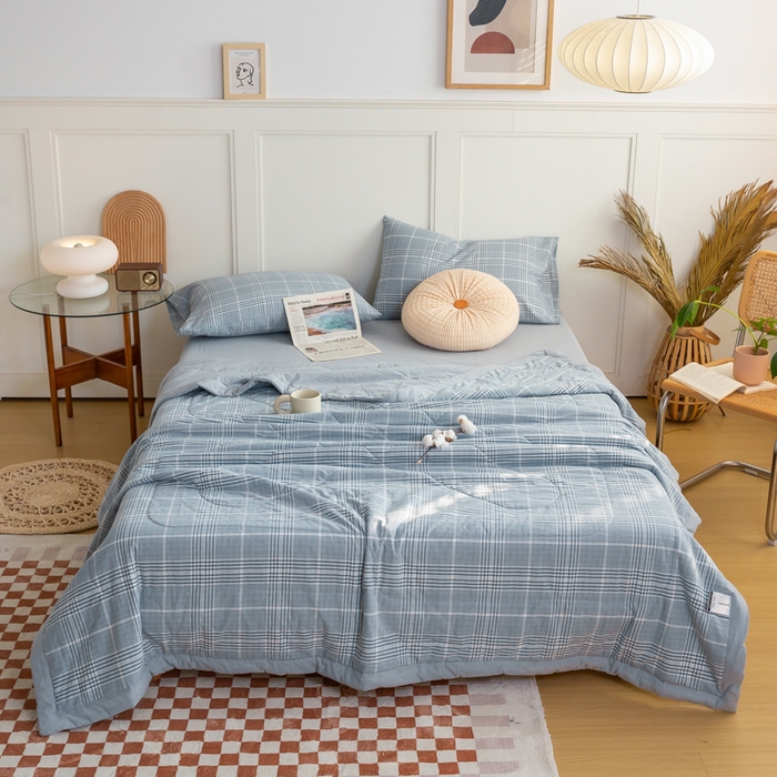 91家纺网 家纺一手货源 找家纺 鸣升 新款全棉色织水洗棉棉花夏被（图片2无模特） 柏林兰