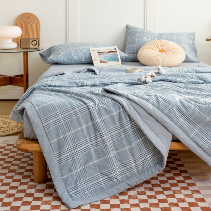 91家纺网 家纺一手货源 找家纺 鸣升 新款全棉色织水洗棉棉花夏被（图片2无模特） 柏林兰