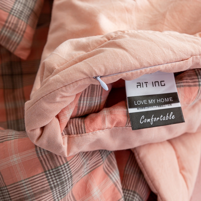 91家纺网 家纺一手货源 找家纺 鸣升 新款全棉色织水洗棉棉花夏被（图片2无模特） 芳华粉