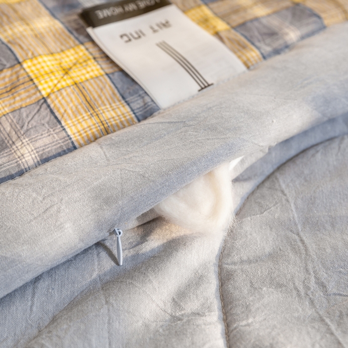 91家纺网 家纺一手货源 找家纺 鸣升 新款全棉色织水洗棉棉花夏被（图片2无模特） 芳华灰