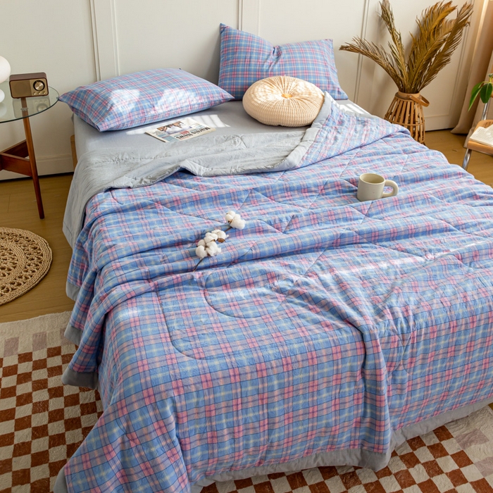 91家纺网 家纺一手货源 找家纺 鸣升 新款全棉色织水洗棉棉花夏被（图片2无模特） 芳华兰