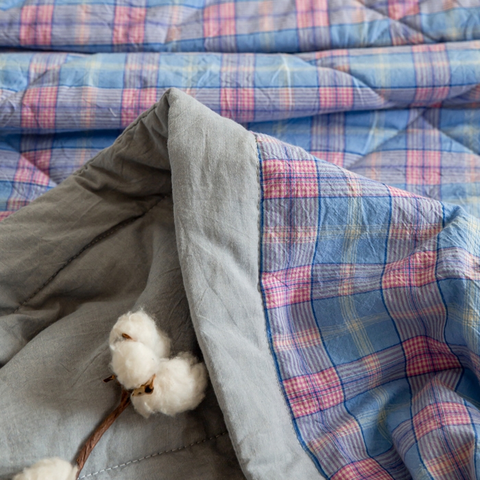 91家纺网 家纺一手货源 找家纺 鸣升 新款全棉色织水洗棉棉花夏被（图片2无模特） 芳华兰