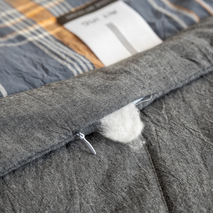 91家纺网 家纺一手货源 找家纺 鸣升 新款全棉色织水洗棉棉花夏被（图片2无模特） 灰格桔