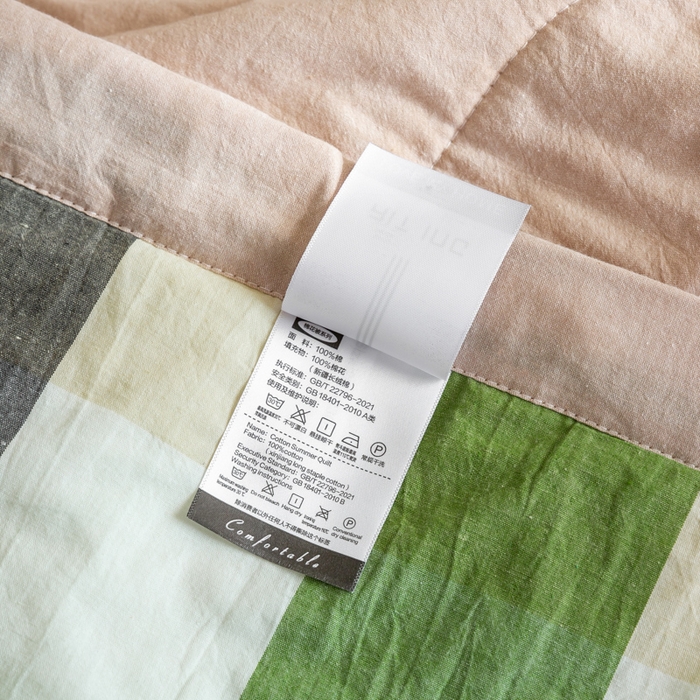 91家纺网 家纺一手货源 找家纺 鸣升 新款全棉色织水洗棉棉花夏被（图片2无模特） 海青鲜绿格