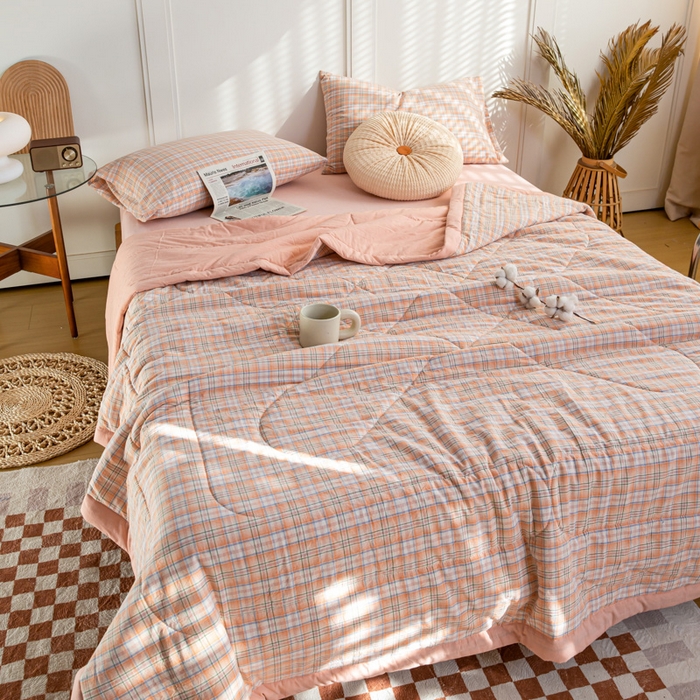 91家纺网 家纺一手货源 找家纺 鸣升 新款全棉色织水洗棉棉花夏被（图片2无模特） 凯利桔