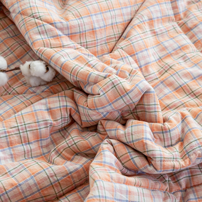 91家纺网 家纺一手货源 找家纺 鸣升 新款全棉色织水洗棉棉花夏被（图片2无模特） 凯利桔