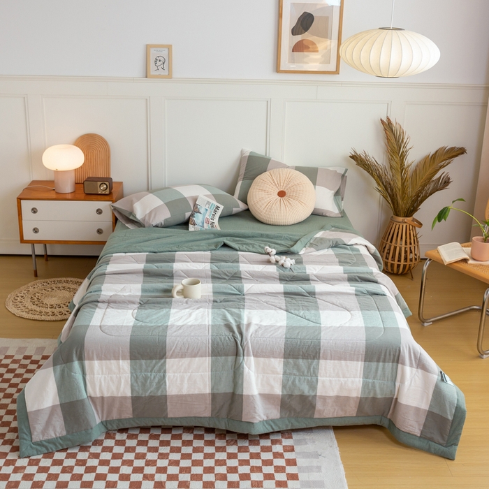 91家纺网 家纺一手货源 找家纺 鸣升 新款全棉色织水洗棉棉花夏被（图片2无模特） 凯利桔