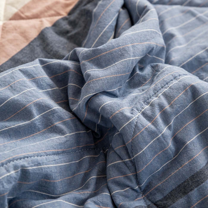 91家纺网 家纺一手货源 找家纺 鸣升 新款全棉色织水洗棉棉花夏被（图片2无模特） 米拉蓝