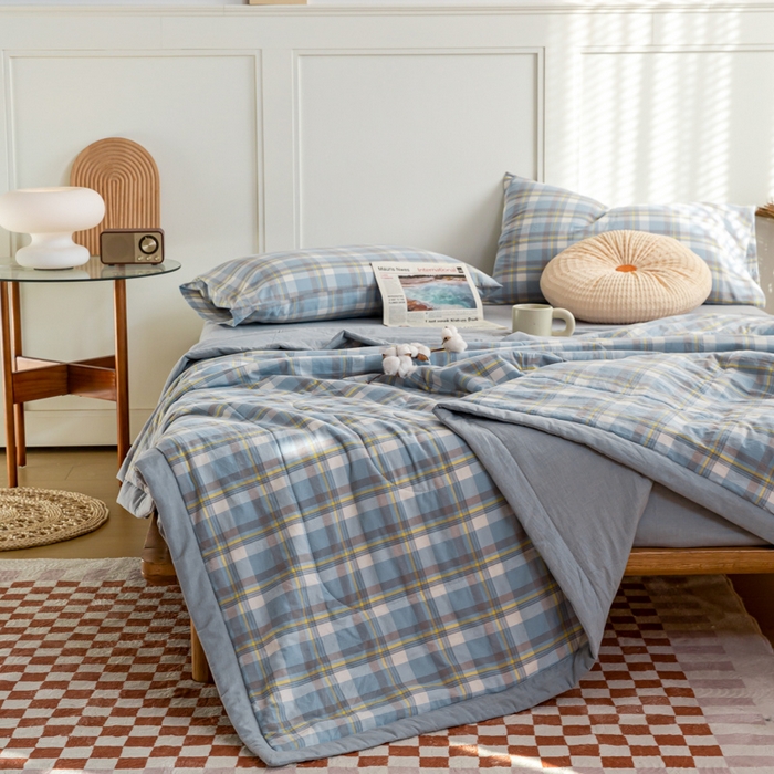 91家纺网 家纺一手货源 找家纺 鸣升 新款全棉色织水洗棉棉花夏被（图片2无模特） 莫妮卡