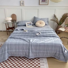 91家纺网 家纺一手货源 找家纺 鸣升 新款全棉色织水洗棉棉花夏被（图片2无模特） 柏林兰