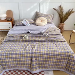 91家纺网 家纺一手货源 找家纺 鸣升 新款全棉色织水洗棉棉花夏被（图片2无模特） 芳华灰